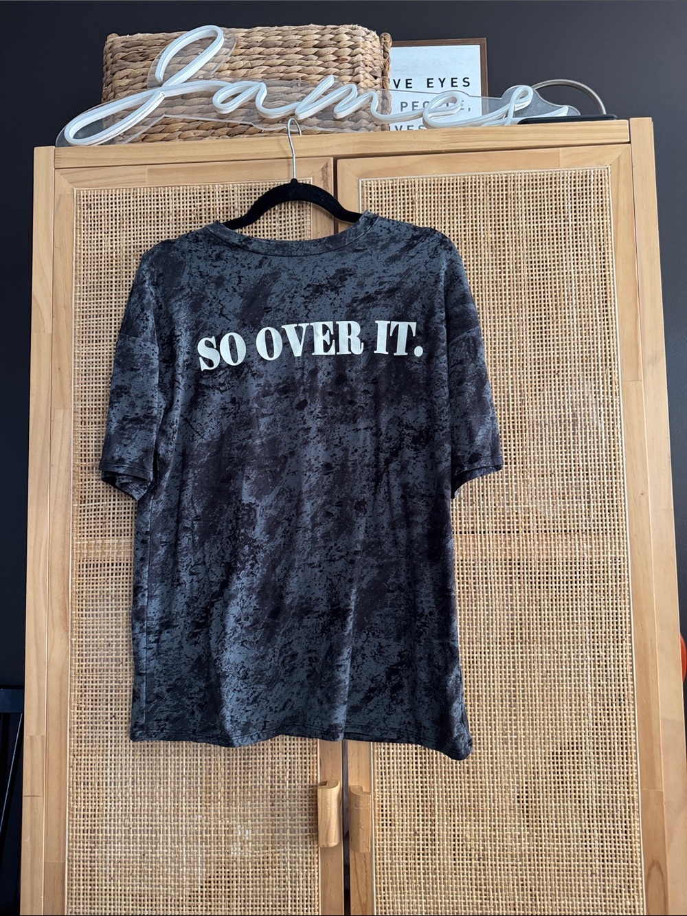 Fashion Nova Black Crushed Velvet Tee - "SO OVER IT."